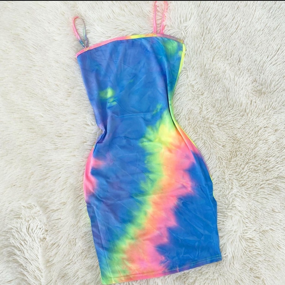 Tie dye spaghetti strap dress